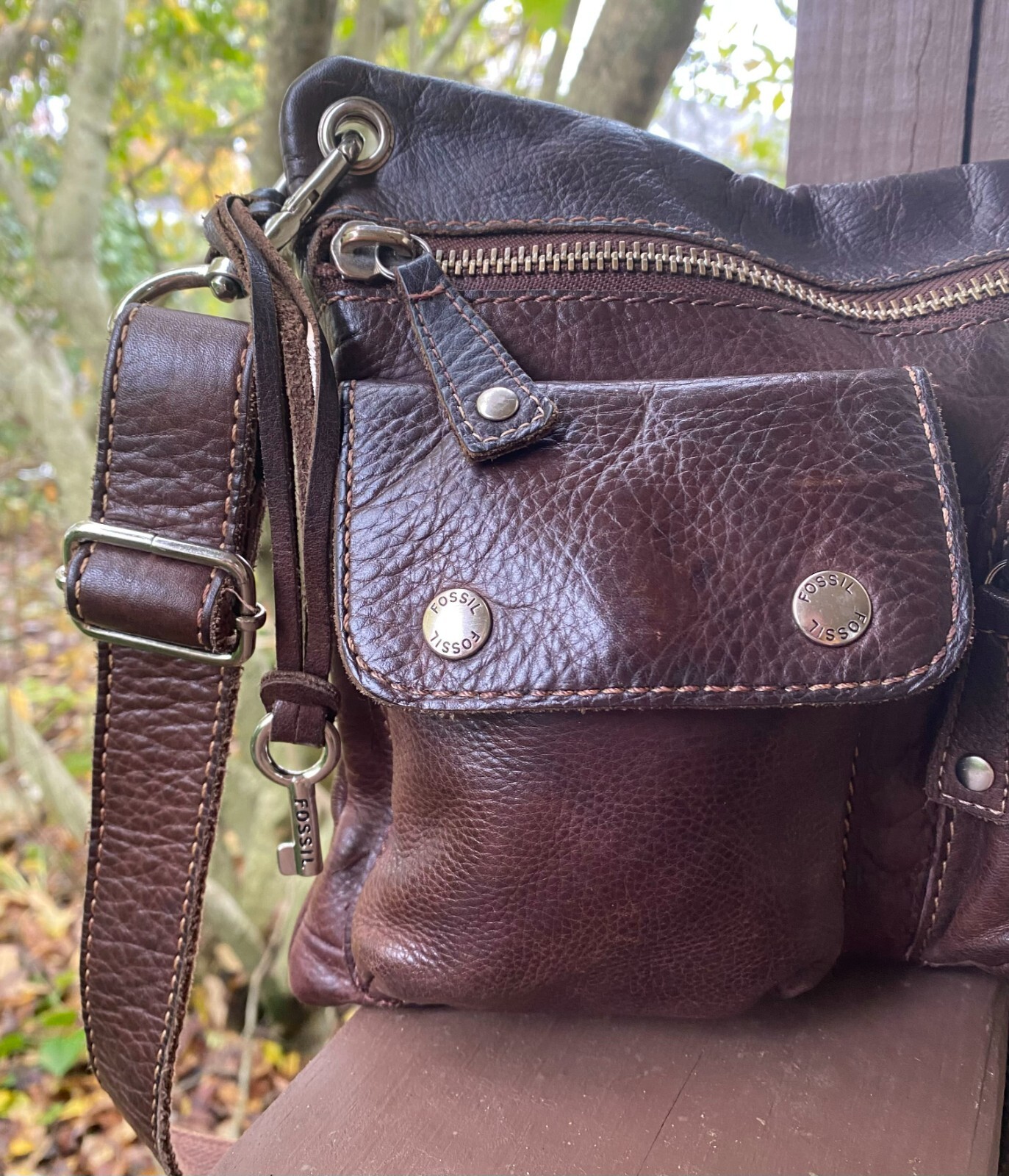 Fossil Vintage Sutter Cognac Brown Multiple Pocke… - image 5