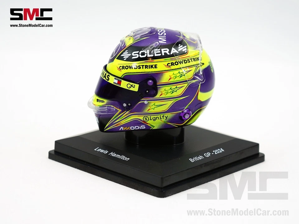 Mercedes AMG F1 W15 #44 Lewis Hamilton British GP 2024 7x WDC 1:5 Spark Helmet - Image 2 of 4