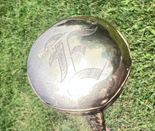 Antique "E" Intial Floral Reposse Etched Gold Filled Umbrella Parasol Handle