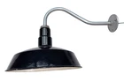 Black 14" Gooseneck Porcelain Light Industrial Gas Station Pole Vintage Sconce