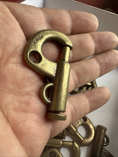 12 BRONZE Jib Hanks Clips ITALY Shackle Brass Boat Ship Sail New NOS 2 1/8" NEW - Foto 12 di 12