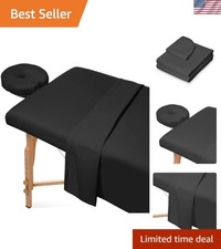 3-Piece Microfiber Massage Table Sheet Set - Facial Bed Cover - Includes Fla...
