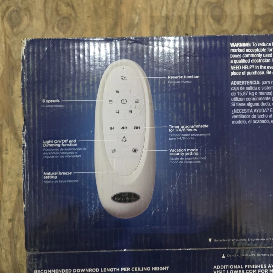 Nuevo ventilador de techo Harbor Breeze Henderson EUK60MBK10LR 60" con luz y control remoto Foto 3 de 4