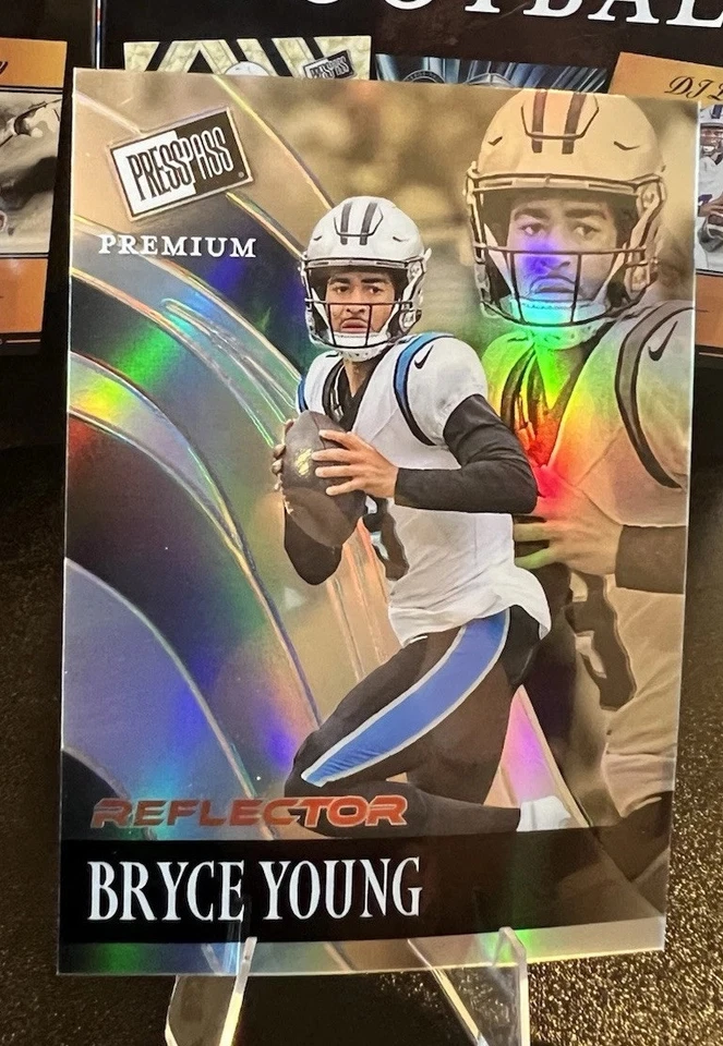 2024 Press Pass Premium 🏈 Bryce YOUNG (RC) /25 REFLECTOR Carolina PANTHERS - Image 2 of 4