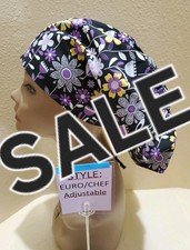 Flower Garden SALE Women's Euro/Chef Surgical Scrub Hat/Cap Handmade