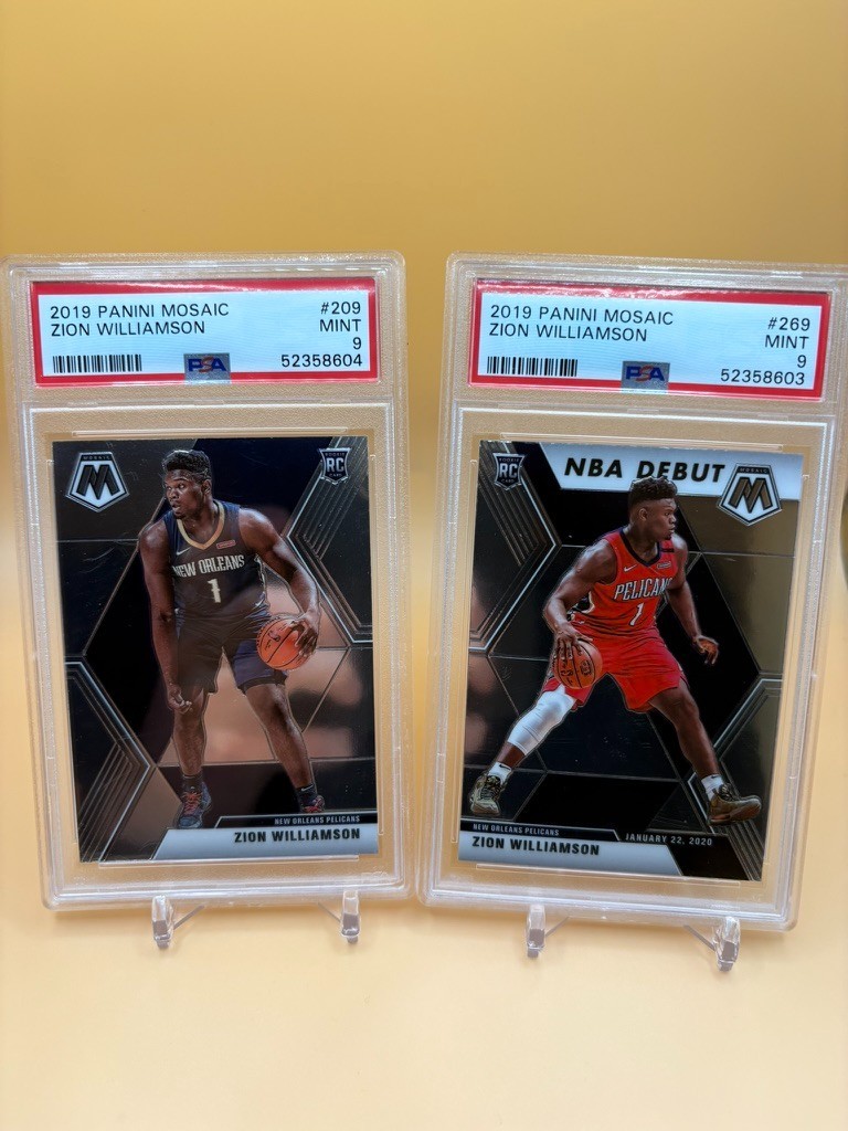 2019 Mosaic - Zion Williamson #209 & #269 Base (RC) PSA 9