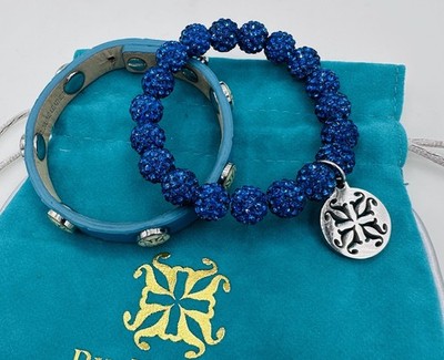 Rustic Cuff Summer Denim Stack Elysia Cuff Emerson Blue Crystal Bracelet Set