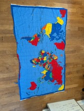 Vtg World Map Fabric Traditions 1998 N.T.T. Inc Fabric panel 57" X 33" Cotton