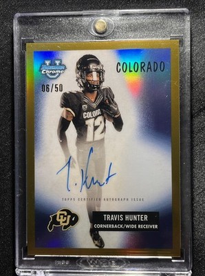 Travis Hunter **Gold 1955 AUTO /50** 2023 Bowman Chrome U. Jaguars Rising Star