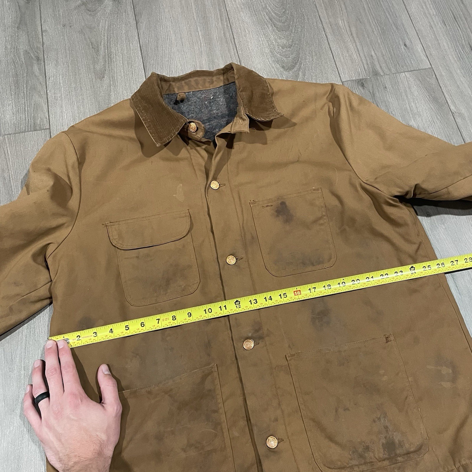 vtg 60s wrangler blue bell jacket 48 Blanket Lined Distressed Brown Chore Coat