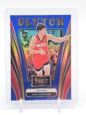 REED SHEPPARD 2024-25 SELECT CLUTCH ROOKIE BLUE PRIZM /75 #25 ROCKETS Q5537