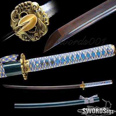 Koi Katana Blue Purple Damascus Folded Steel Japanese Samurai Functional Sword