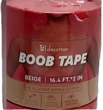Breathable Boob Tape 1 Roll of 16.4 ft X 2" and 2 Silicone Nipple Covers