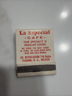 Vintage Rare Matchbook La Especial cafe Tijuana, B.C Mexico