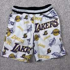 NBA Los Angeles Lakers Athletic Shorts All Over Print White Youth Size S 8 