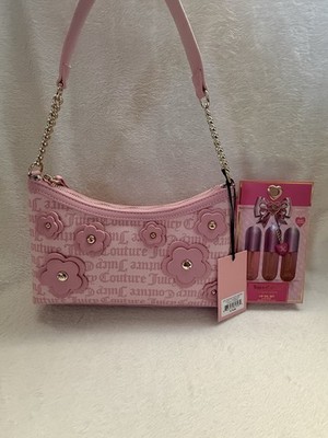 Beautiful Juicy Couture Bouquet Shoulder Bag Flamingo Flowers W Lip Oil Set   