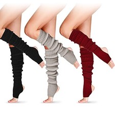 Long Leg Warmers for Women 24 Inch over The One Size 3 Black, Gray, Wine Red