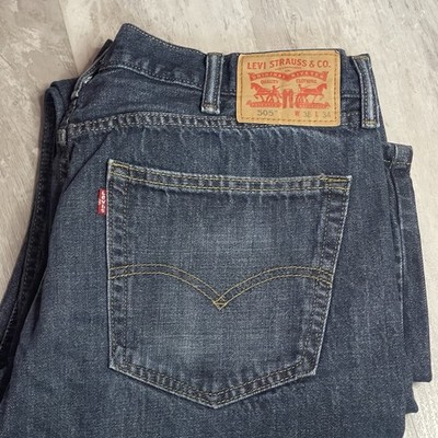Levi's 505 Regular Fit Jeans Men's 38x34 Dark Wash Straight Leg Bag-5