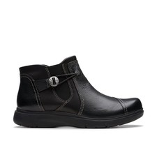 Clarks Womens Certina Joy Black Leather Ankle Boots
