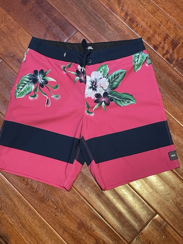 NEW Vans Men's Era 4 Way Stretch Board Short Swim Trunks Pink Floral Sz 29