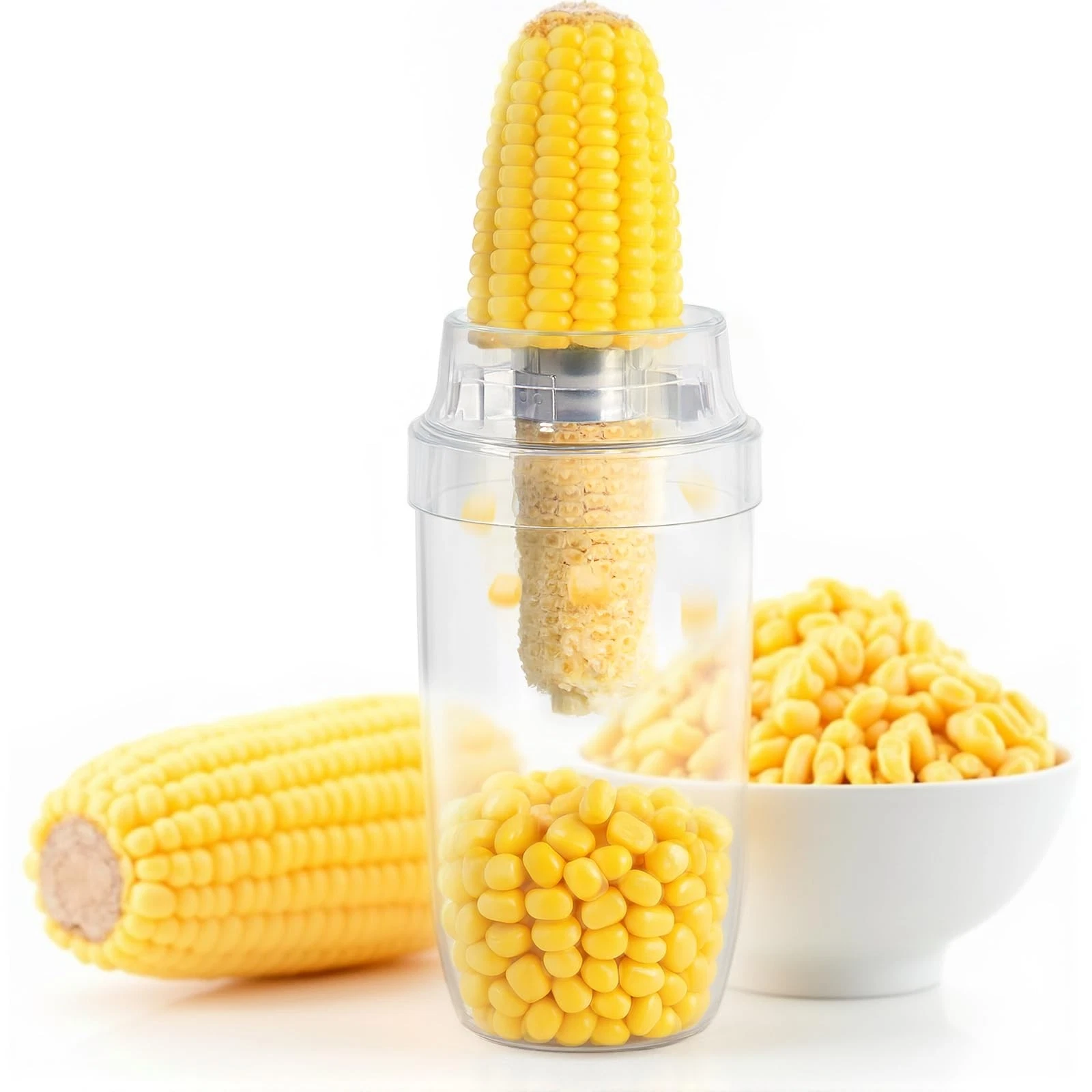 Corn Cob Stripper, Corn Peeler for Corn on the Cob, with Bowl Fast No-Mess Ke...