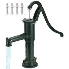 Hand Water Pump Well Pitcher Cast Iron Press Suction Yard Garden Green