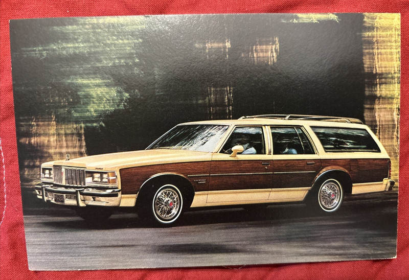 Vintage 1979 Pontiac Bonneville station wagon dealership Postcard St. John’s Mi.