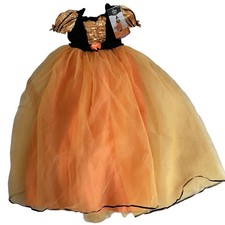 Hyde and Eek Kids Witch Costume Girls Large 12-14 Orange Black Dress No Hat NEW 