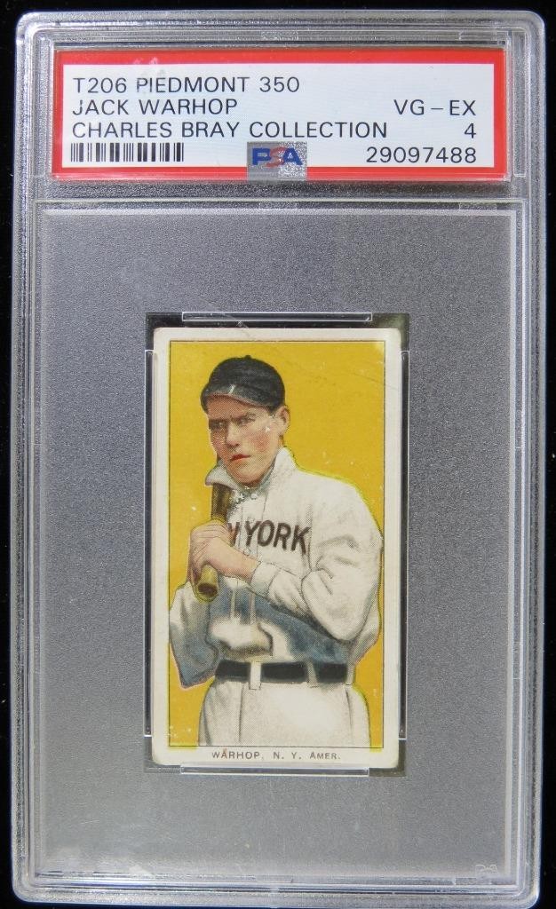 T206 Baseball Tobacco Card Jack Warhop Piedmont 350 PSA 4 VG-EX
