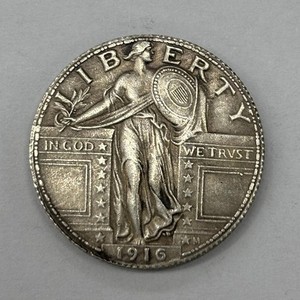 1916-P Standing Liberty Quarter Philadelphia US Mint American Coin - Excellent!