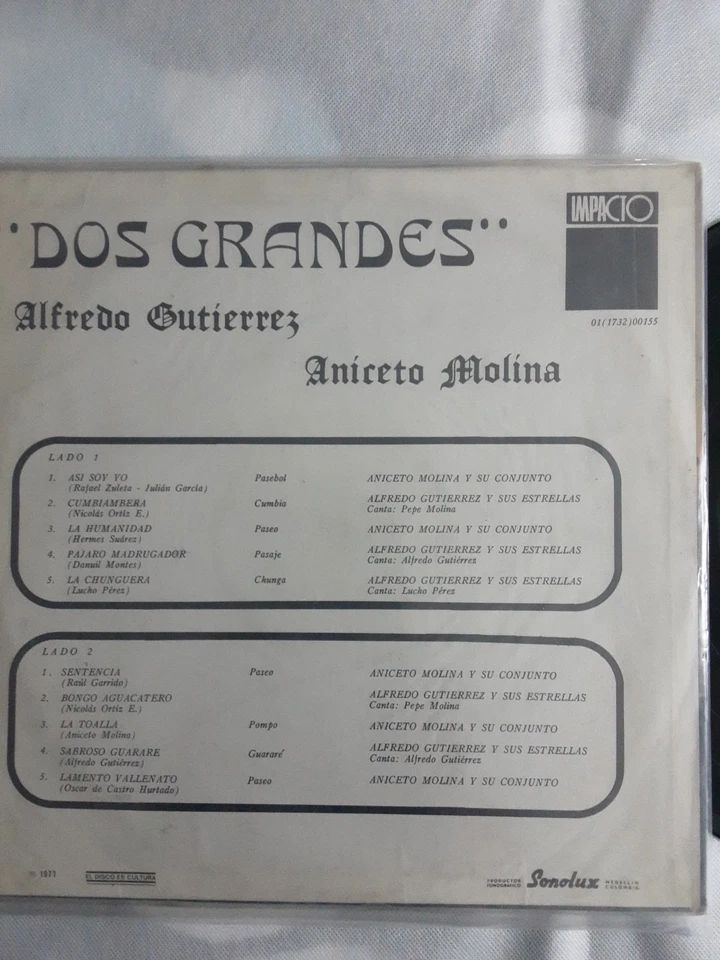 Dos Grandes Alfredo Gutierrez Y Aniceto Molina Vinyl Impacto Records 1977 - Image 3 of 4