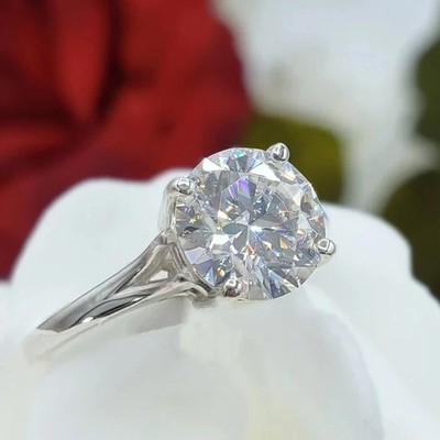 2.90 Ct Off White Treated Diamond Solitaire Ring In 925 Silver Certified
