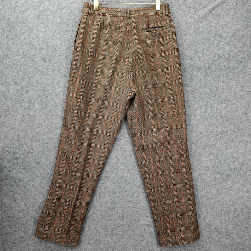 Pantalón plisado vintage de tweed pata de gallo para mujer S 6 marrón LIZ CLAIBORNE 29x29 Foto 3 de 4