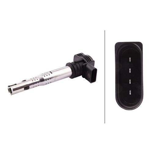 HELLA 5DA 193 175-921 Ignition Coil - 12V - 4-pin connector - Plugged