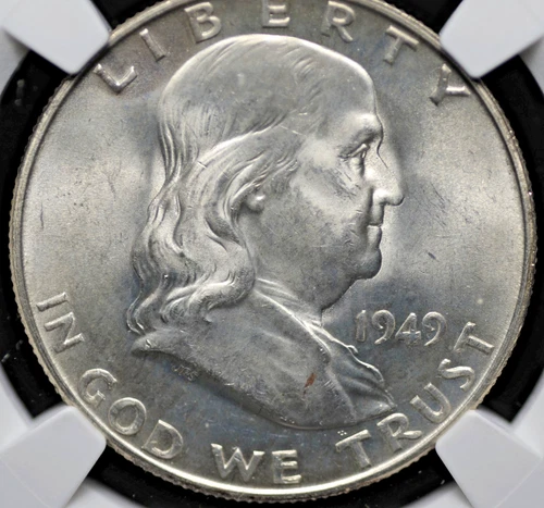 1949 D FRANKLIN HALF DOLLAR NGC MS 64 FULL BELL LINES SMOOTH WHITE SILVER SATIN