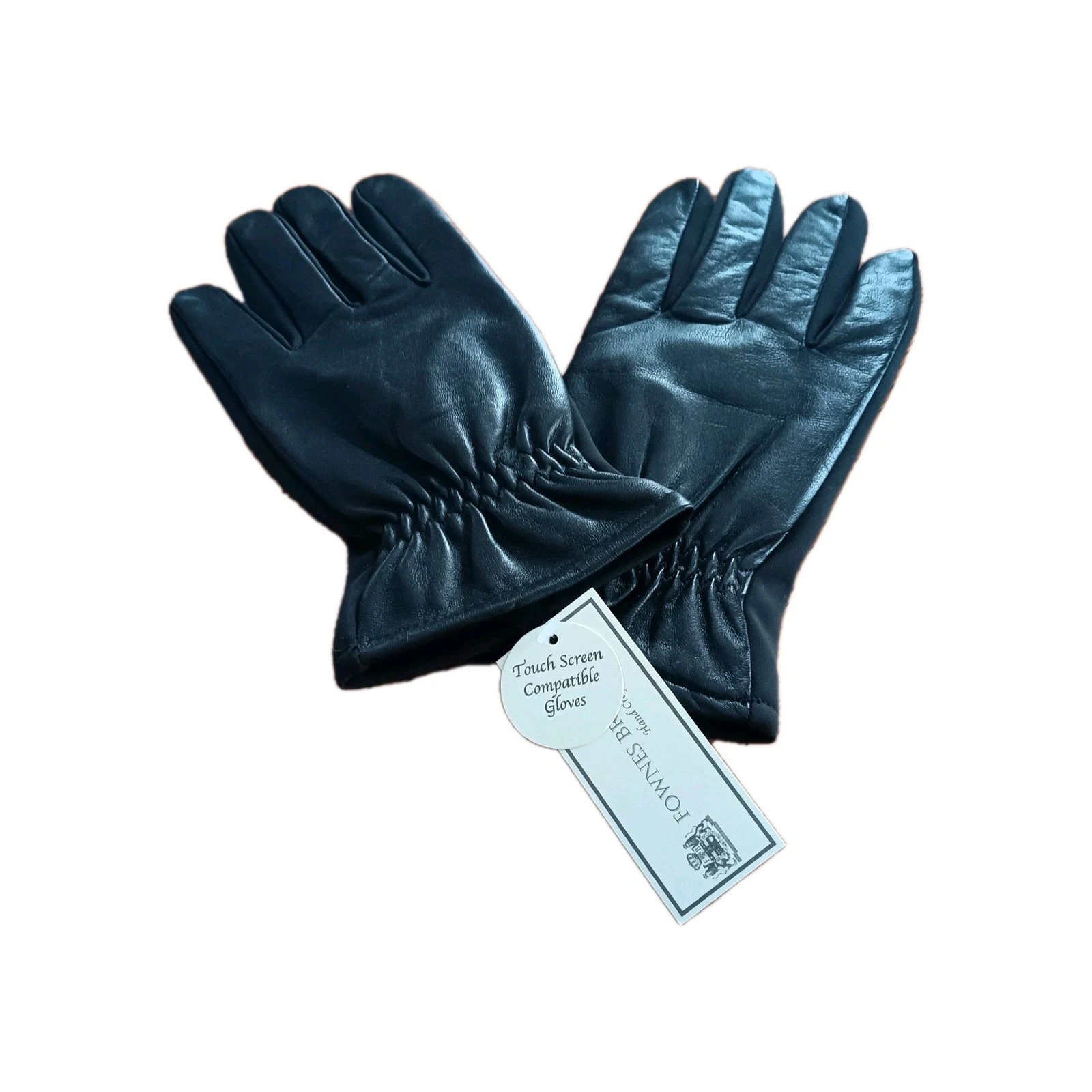 Fownes Bros Women L/XL Black Leather Gloves TOUCH SCREEN COMPATIBLE