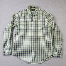Eddie Bauer Shirt Mens Medium Green Classic Fit Check Pocket Button Up