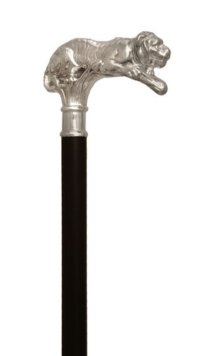 Premium Sterling Silver 925 Tiger Handle Walking Stick Luxury Exclusive Cane - Afbeelding 1 van 3