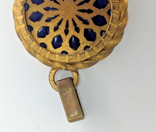 Médaillon de 1925 de la vierge Marie bronze doré pate de verre bleuté A.AUGIS - Photo 10/12