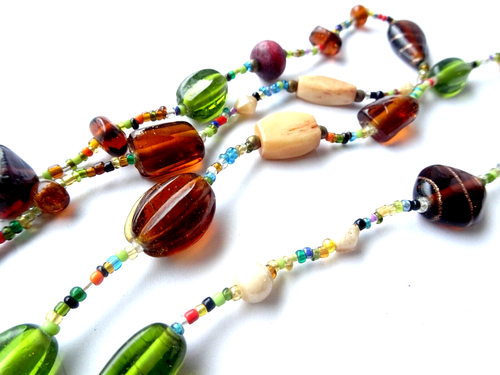 Collar con cuentas de cristal de colores, muy elaborado trabajado 158 cm de largo!! - Imagen 7 de 8