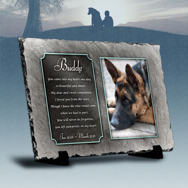 Dog Memorial Natural Slate Personalised - Photo & Verse Pet Memory Keepsake Dog Memorial Natural Slate Personalised - Photo & Verse Pet Memory Keepsake