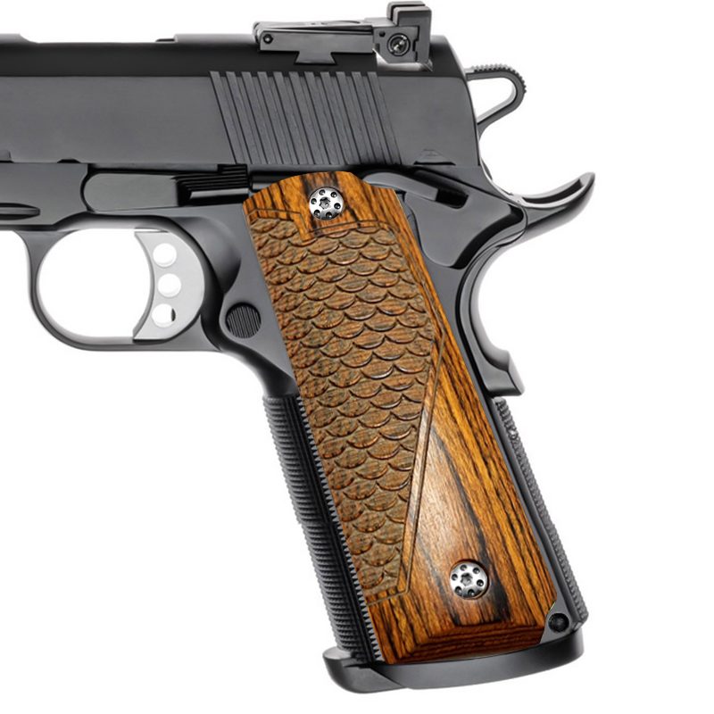 SHARD 1911 Full Size Dragon Scale Custom Wood Grips For Colt & Clones – With Screw & Torx-1063262