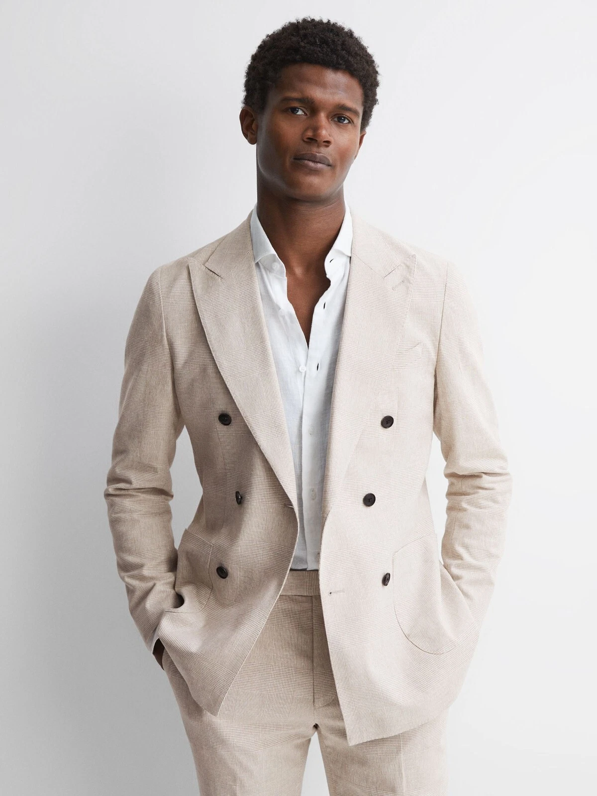 REISS MENS Craft Slim Fit Double Breasted Check Blazer Jacket Oatmeal UK Size 38
Opens in a new wind