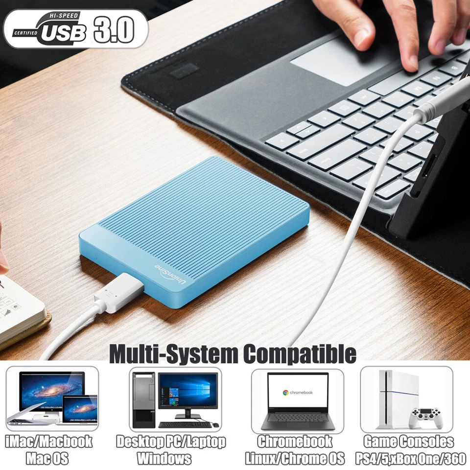 Externe Festplatte 2TB 1TB Mobile Speicherfestplatte USB 3.0 2.5 Zoll Backup HDD - Bild 2 von 4