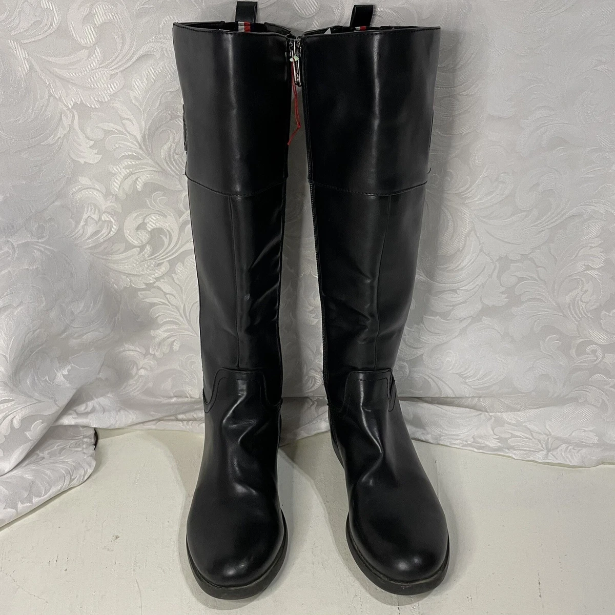 Tommy hilfiger tall black boots clearance