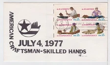 TurtlesTradingPost- Skilled Hands July 4 1977 #1717-1720 FDC- Global Cachet