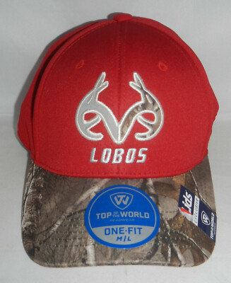 NWT University of New Mexico Lobos Logo Baseball Hat Cap Realtree Camo Size  M/L