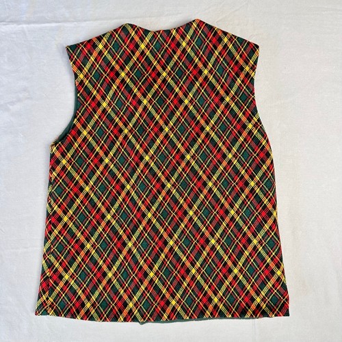 Vintage Kid Vest & Knickers Pants Approx. 4T Red Green Yellow Plaid Handmade 70s - Picture 3 of 14