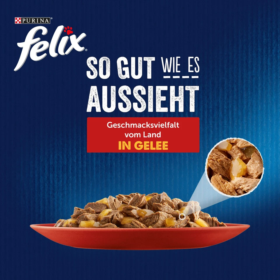 Purina FELIX 3x Pack Katzenfutter Nass Fleisch & Geflügel MIX in Gelee 132x85g - Bild 4 von 4
