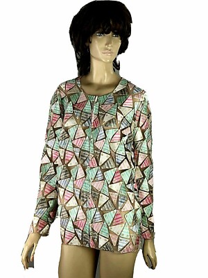 VTG EMANUEL UNGARO PARALLELE SUNNY MULTICOLOR SILK ZIPPERED JACKET SIZE 12/14